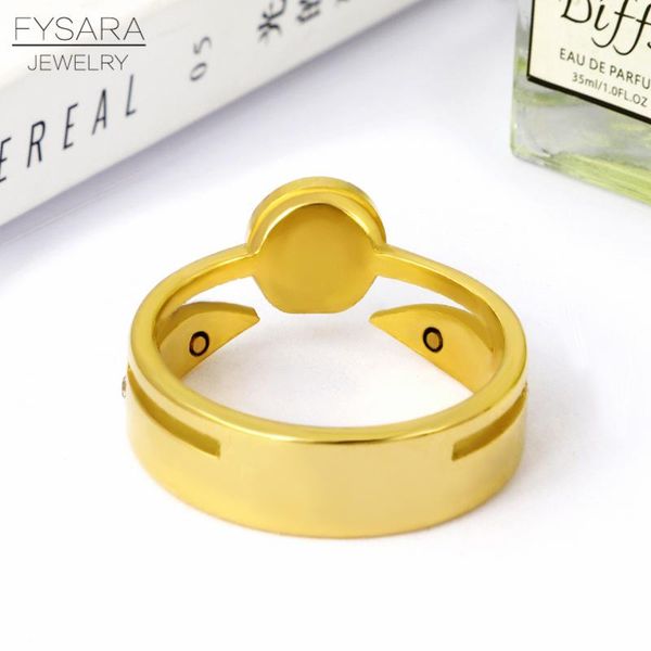 

fysara roman numeral round circles rings for women arrows screw love rings stainless steel jewelry bridal sets ring lover's gift wmtoju, Black