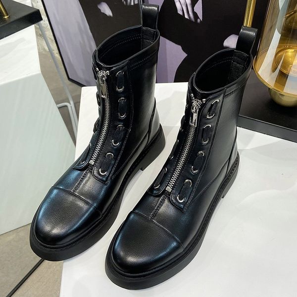 

2021 female ankle genuine leather heel black shoes woman boots size 34-40 102h