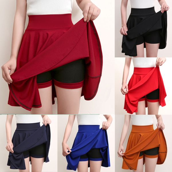 

plegie plus size 4xl shorts skirts womens 2020 autumn a line sun school high waist pleated skirt female korean elegant skirt q1209, Black
