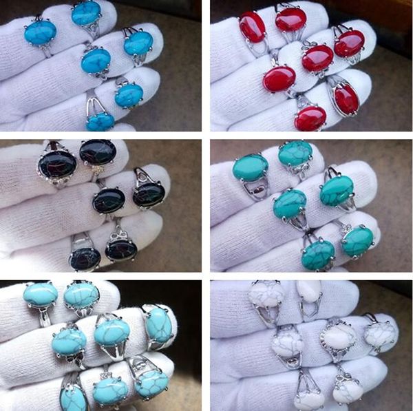 

white black red blue turquoise ring mix style multi design personalized women jewelry, Golden;silver
