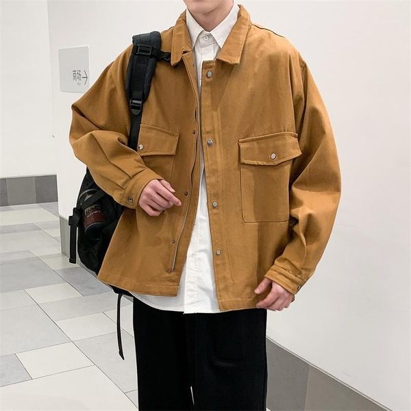 

men's jackets spring jacket men's fashion solid color casual overalls mens streetwear loose hip hop bomber men outwear m-2xl1, Black;brown