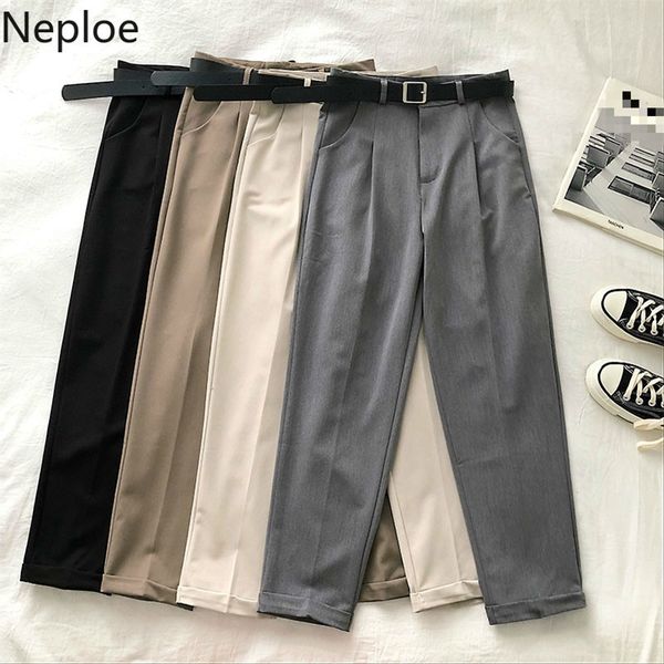 

neploe work style office lady harem pants women high waist hip with belt solid pantalones pocket pleat design casual trouser lj201029, Black;white
