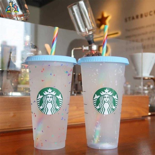 

lushml starbucks plastic straw cup with lid home living