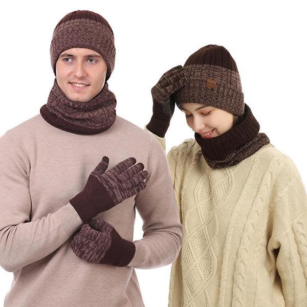 

winter thick warm hat scarf gloves set men women outdoor cycling windproof keep hands ear warm, Blue;gray