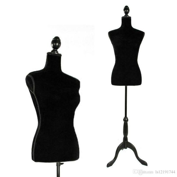 

female mannequin torso dress clothing form display black tripod stand coat model