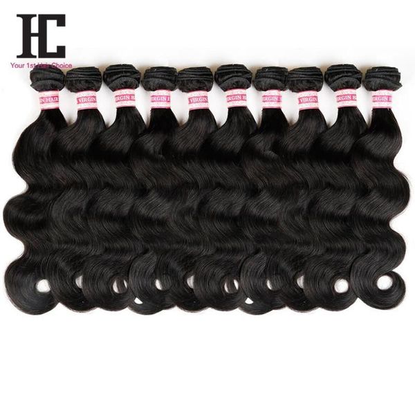 

10pcs lot peruvian virgin hair body wave hc brazilian malaysian indian human hair weaves remy hair body wave wefts, Black