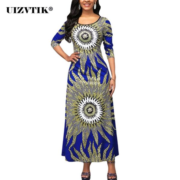 

woman dress 2021 spring casual plus size slim long sleeve ball gown maxi dresses elegant vintage print long party dress 5xl, Black;gray