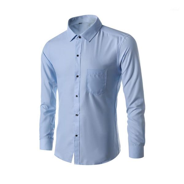 

2019 men shirt solid white blue black dress shirt long sleeve slim fit business camisa masculina casual male hawaiian shirts1, White;black