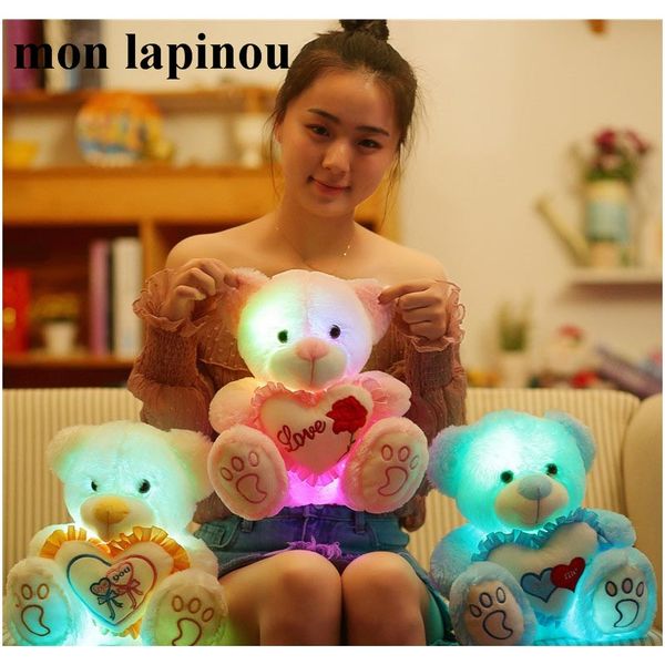 

led plush bear 25cm 30cm colorful glowing teddy bear luminous plush kids toys birthday christmas for children her drop shipping f wmtfdv