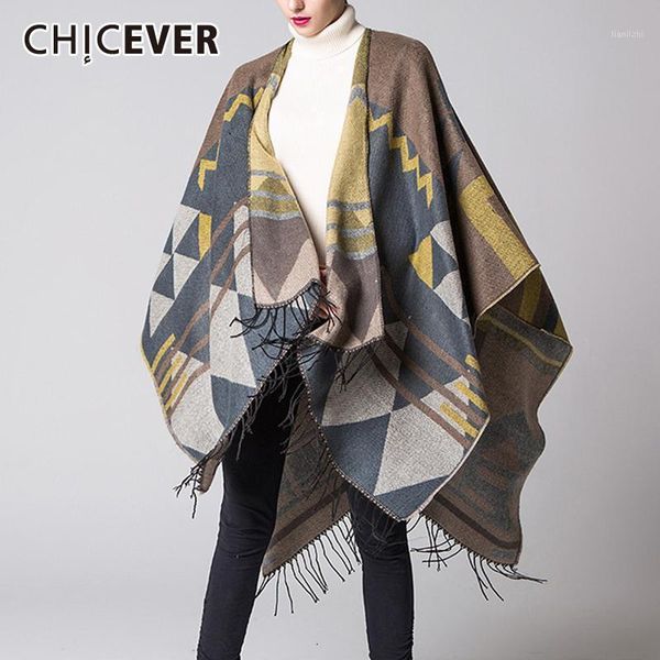 

chicever print geometric patterns for women sleeveless tassel indie folk loose coats female 2021 autumn oversize fashion clothes1, Black;brown