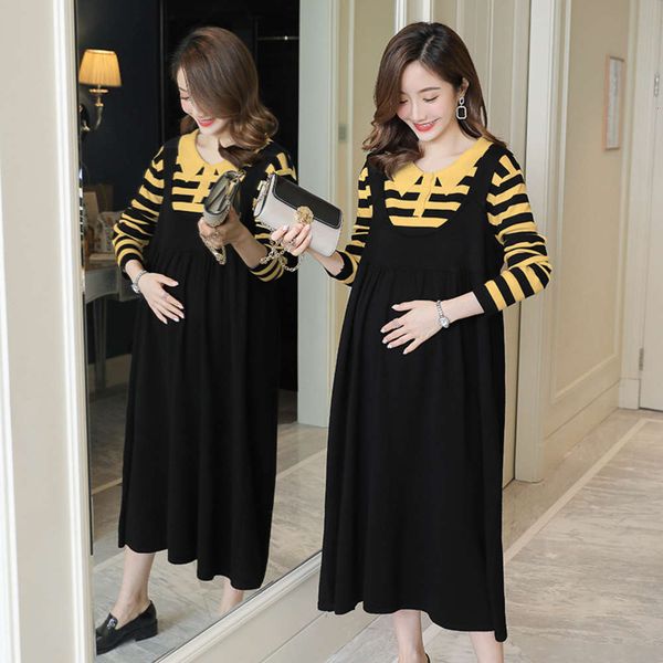 

materni autumn and chaoma winter 2020 two piece striped knitted sweater skirt bottomed materni drs, White