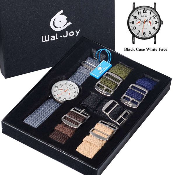 

joy men's personalized wal sports watch casual nylon canvas belt waterproof 6-color watch set, Slivery;brown