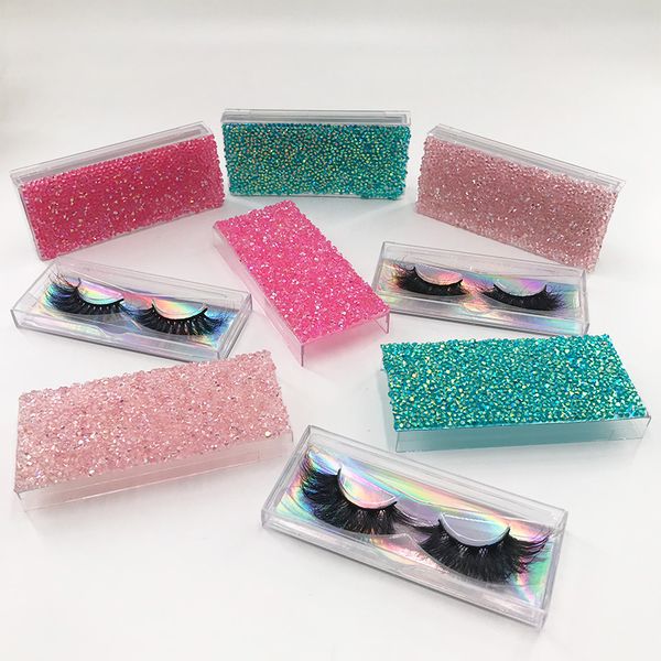 

diamond false eyelash packaging box bling glitter eyelash box faux cils magnetic case accept custom logo