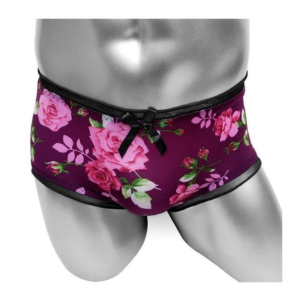 

underpants ruffles mens briefs underwear floral lace lingerie sissy panties sheer softy breathable funny fashion, Black;white