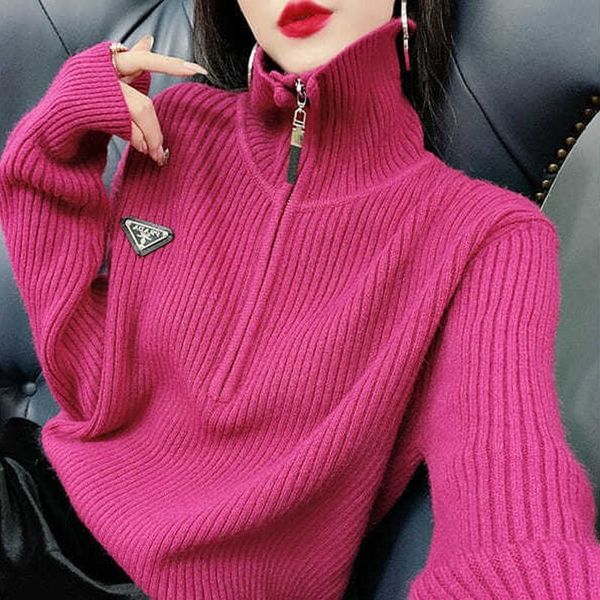 

autumn 2021 winter new women knitted shirts turtlenecks thick sweater plus girl size loose high street jumper 5fjv, Black;brown