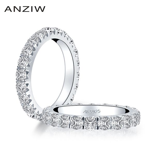 

ainuoshi 925 sterling silver 3.0mm round cut full eternity ring for women simulated diamond engagement wedding band ring 201006, Golden;silver