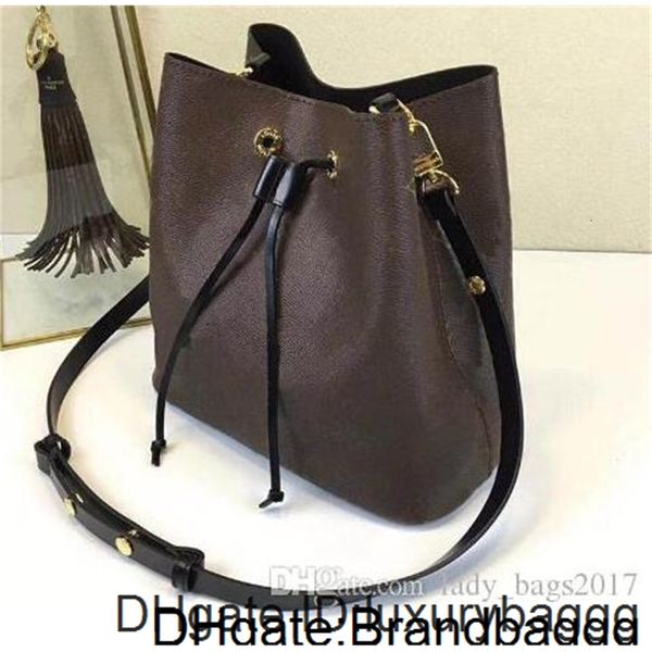 

classic neonoe bucket purse handbags shoulder tote printing flowers shopping real leather messenger crossbody bag