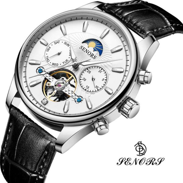 

men's new automatic mechanical watch watch hollow men's watch tvs4, Slivery;brown