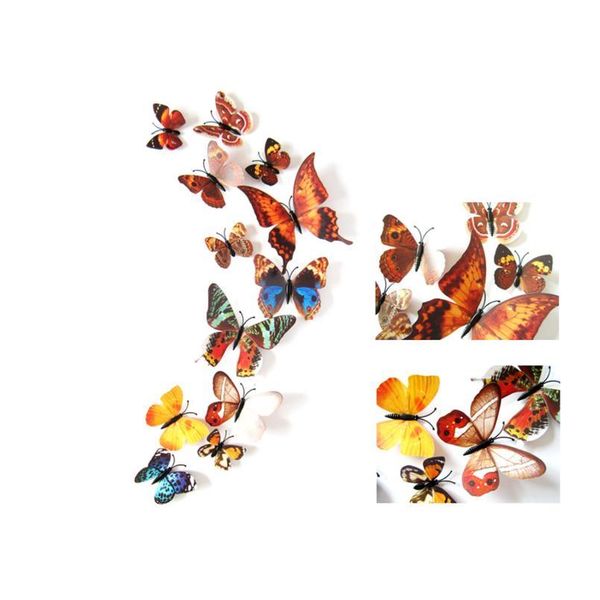 

12pcs 3d butterfly wall sticker on the wall home decor diy butterflies fridge magnet stickers room decoration poster w jllley