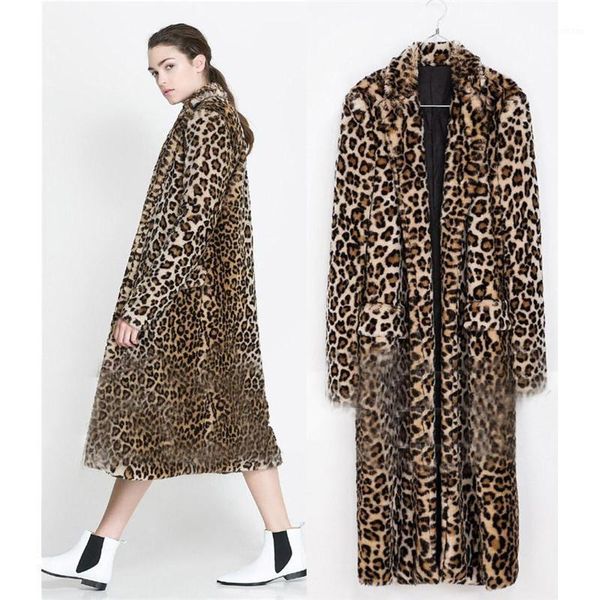 

lanshifei young girl faux fur coat long coat pelliccia woman short fur jacket women europe x-long leopard faux jacket1, Black