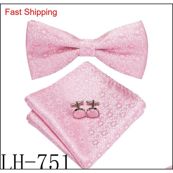 

mens bow tie men silk bow ties designer for men classic silk hanky cufflinks jacquard woven wholesale ing b qyleum beauty888, Black;blue
