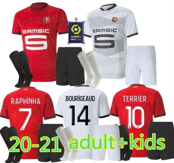 

spot adults kids 20 21 rennes soccer jersey 2020 2021 raphinha niang terrier j. martin stade rennais fc bourigeaud home away football shirt, Black