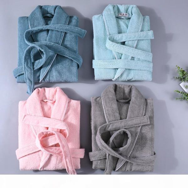 

100% cotton terry bathrobe men women solid towel sleepwear long bath robe kimono femme dressing gown bridesmaid lovers gift