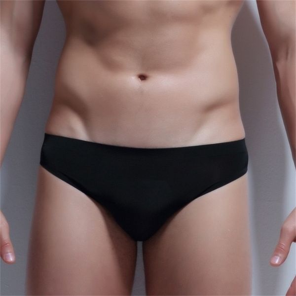

gay men underwear summer men's underwear briefs ice transparent low waist panties gay seamless silkly 201112, Black;white