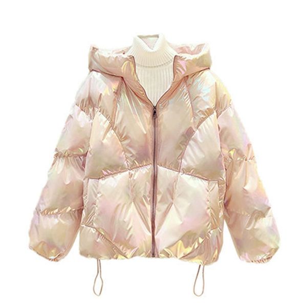 

surface bright chrome leave-in clothes women's middle and short winter disposable down cotton padded jacket, Black