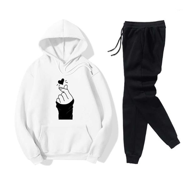 

vicabo finger-print fitness women tractsuit 2 pcs set hoodies tunic solid jogger sweatpant female casual sportwear two piece set1, Gray