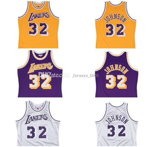 

men basketball los angeles lakers women youth nba 32 earvin johnson mitchell & ness 1984-85 hardwoods classics authentic jersey, Black;red