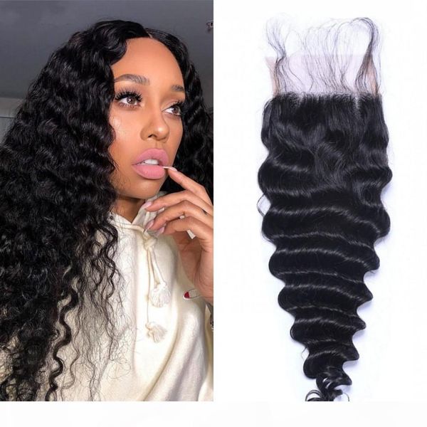 

brazilian virgin human hair 4x4 lace closure part deep wave swiss lace unprocessed closures, Black;brown