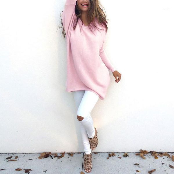 

2020 autumn winter europe and the united states fashion v-neck long-sleeved women's sweater knitted long sweaters #11, White;black