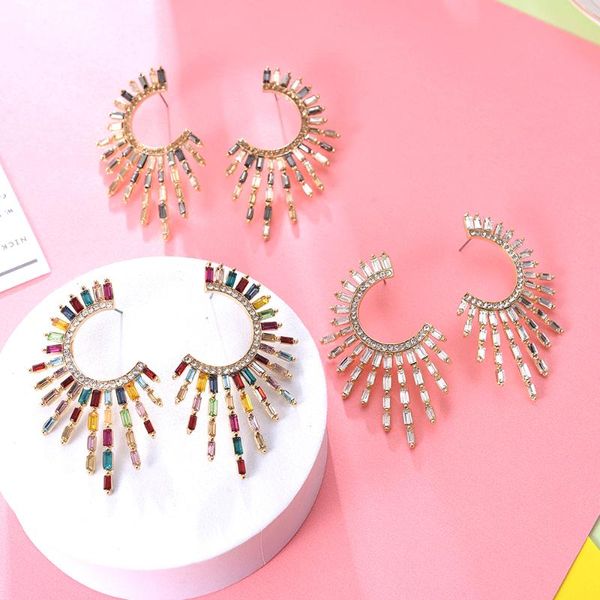

stud ztech design big wing shape earrings for women colorful crystal pendientes wholesale accessories high quality, Golden;silver