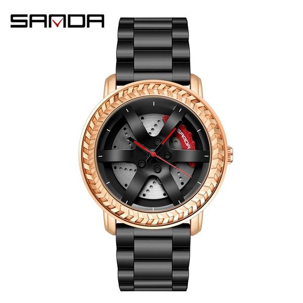 

sanda sell men car wheel watch waterproof creative wheel dial watches stainless steel quartz wristwatch relogio masculino bbyyqn, Silver