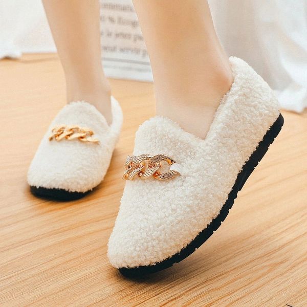 

winter casual women flats shoes slip on loafers warm plush lady boots non-slip warm cotton shoes fashion botas mujer footwear #be6v