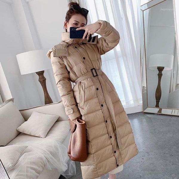 

women's down & parkas women long jacket hooded white duck jackets winter warm coats and female outwear1, Black
