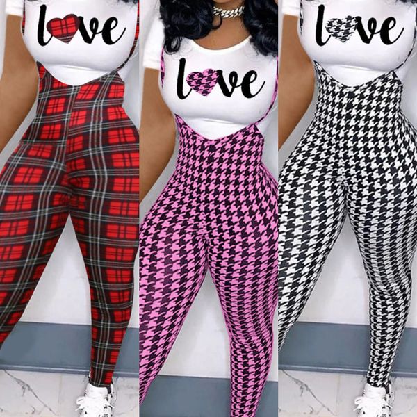 

summer women clothes designer jumpsuits rompers bodysuits overalls suspender pants letter printed t-shirt set short sleeves h12203, White