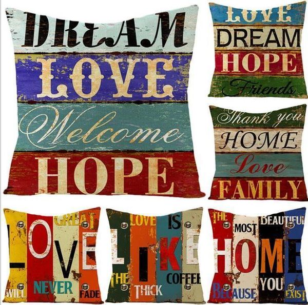 

pillow case vintage painted letters pillowcase cover linen throw pillow cushion cover without stuffing home decoration