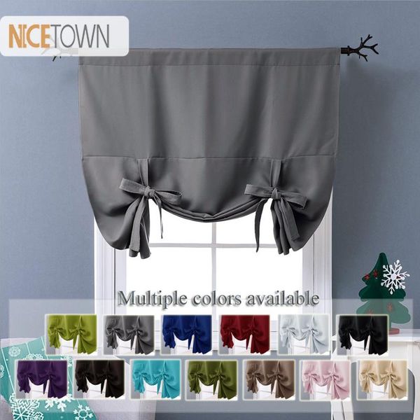 

nicetown 1pc blackout tie up shade rod pocket curtain modern solid european and american style for kitchen small window
