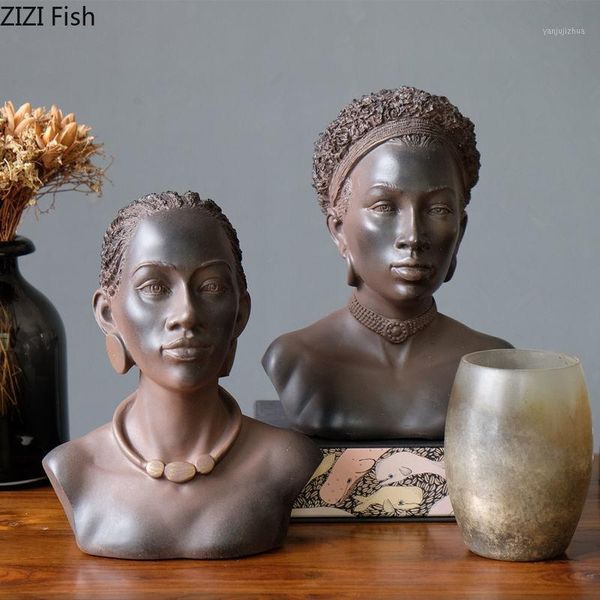 

american country african beautiful women art sculpture girl figure head portraits statue resin crafts creativity home decoration1