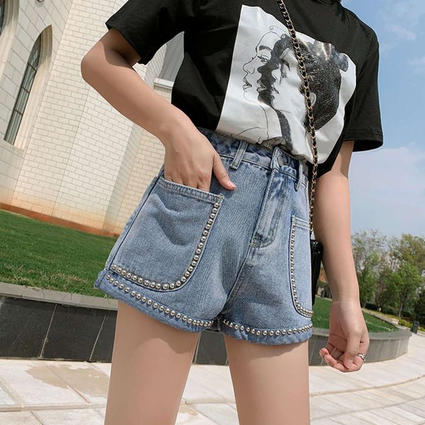 

high waist denim shorts women's new fashion in 2020, White;black