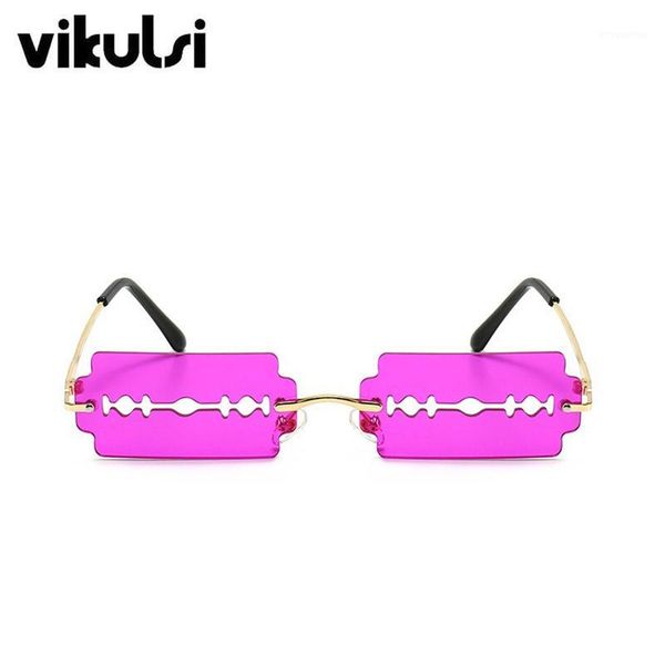 

ultralight unique blade shape sunglasses women men vintage candy colors lens glasses rimless rectangle sunglasses eyewear oculos1, White;black