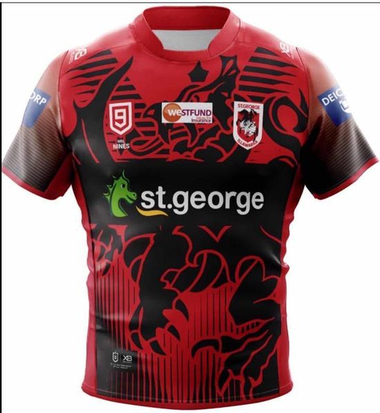 

2020 st george illawarra dragons 9s home jersey size s-m--xl-xxl-3xl-4xl-5xl, Black;gray