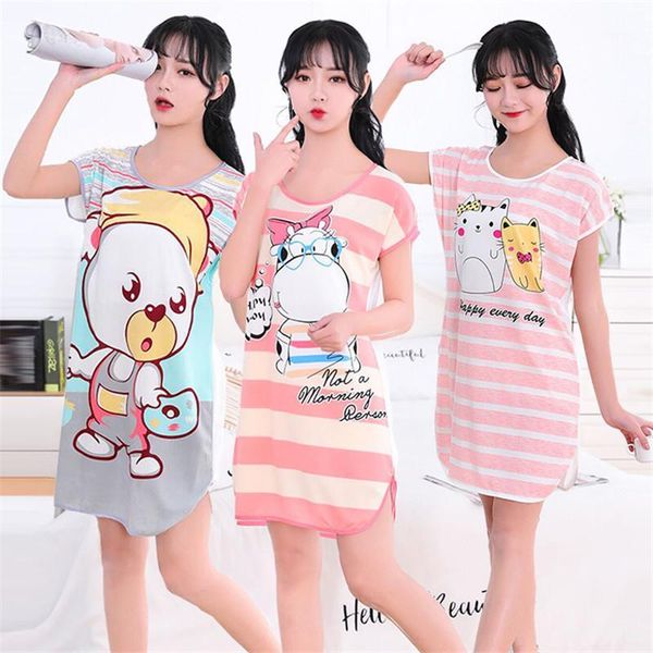 

dropship summer sleepwear women homewear new cute cartoon students short sleeve pyjamas qmilch one-piece girls nightgown wear1, Black;red