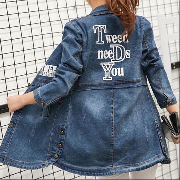 

xxxl plus size jeans jacket casual denim jacket women long sleeve womens clothing drop shipping, Black;brown