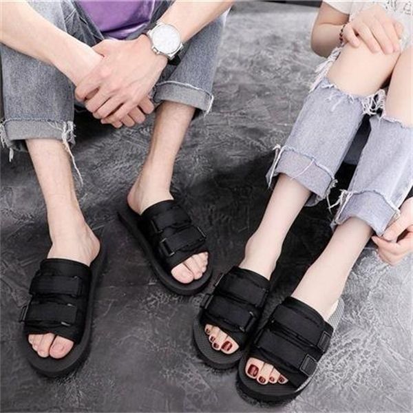 

ms summer wear flat outside a word trawl red ins cool slippers han edition couples students antiskid beach shoes x1020, Black