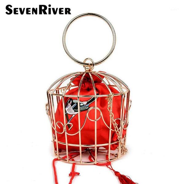 

evening bags personality ladies metal bird cage shape clutch bag for women 2021 fashion party chain shoulder handbag1