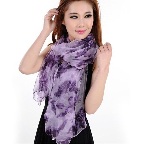 

bysifa] ultra wide women shawls 100% mulberry silk scarves printed spring autumn female muslin purple long scarf y201024, Blue;gray
