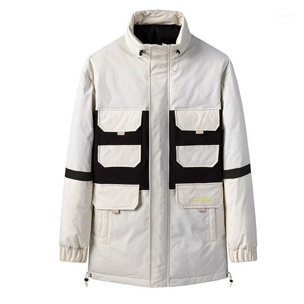 

vogue thicken men coat new fashion peach-skin-like cotton-padded male outwear clothing winter warm casual mens jackets fashion1, Black